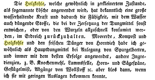 "Über die Kultur des Spargelbaus" in Schweizerische Zeitschrift für Gartenbau, 5. Jahrgang 1847, S. 5